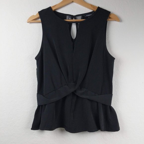 Express Tops - Express NWT Black Lace Peplum Sleeveless Blouse Top Tank M